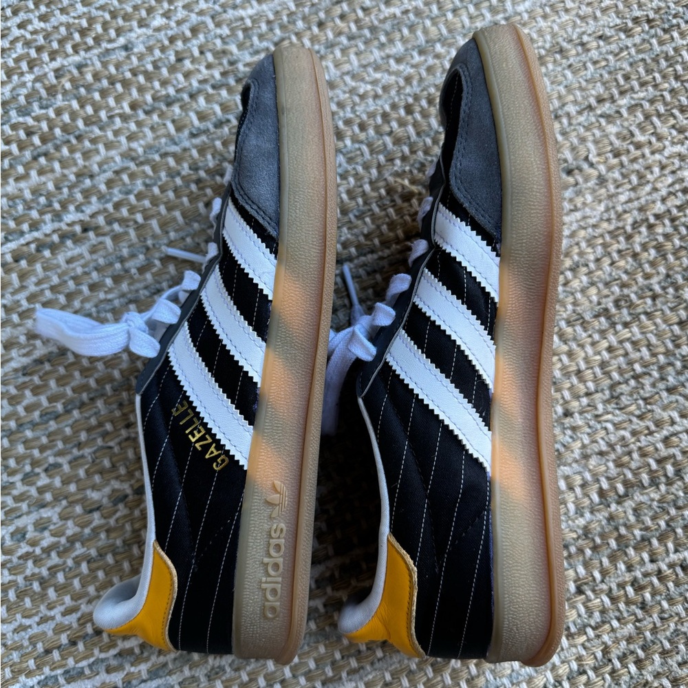 Adidas Gazelle Black and White Sneakers with Yellow Details